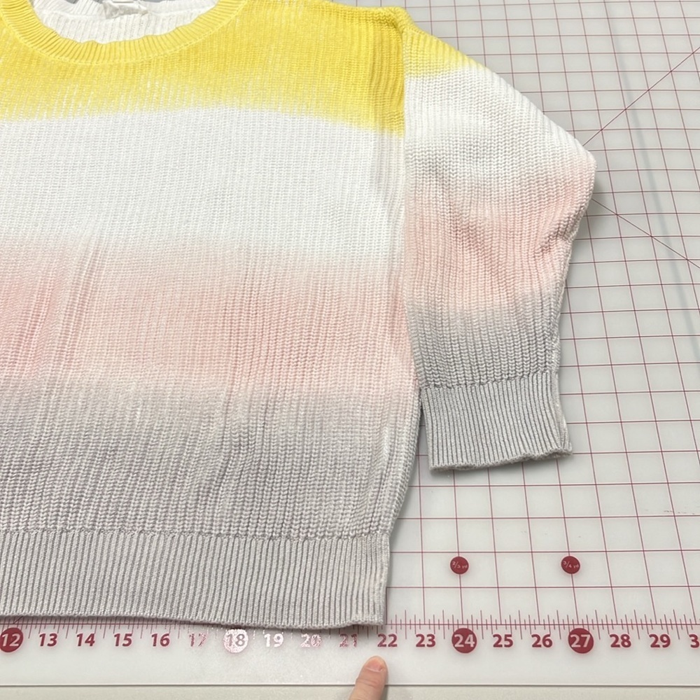 LOFT Casual Boho Cottage Spring Ombre Pastel Cotton Crew Shaker Knit Sweater XL - Picture 12 of 16
